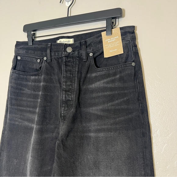 •MADEWELL• Low Slung Baggy Jeans in Garza Black‎ Wash Size 27 Cuffed NS963 - Picture 5 of 15